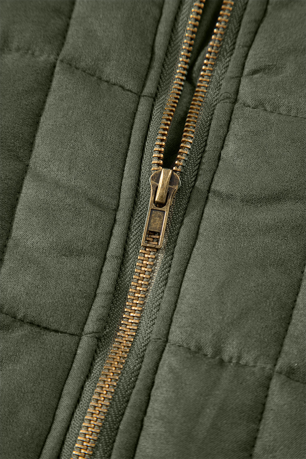 Green or Black Zip-Up Pocket Quilted Jacket