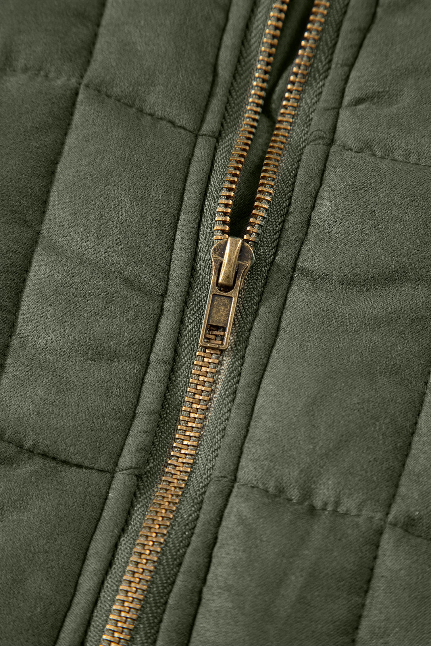 Green or Black Zip-Up Pocket Quilted Jacket