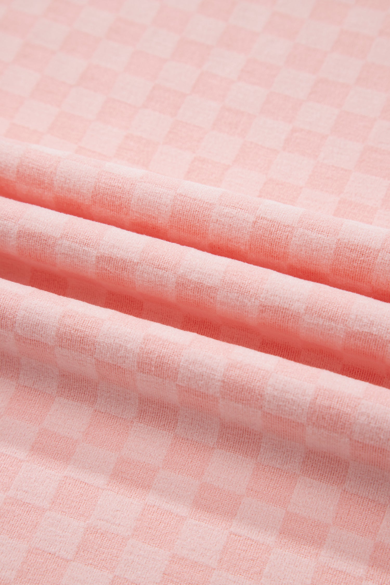 Brown Checkerboard Long Sleeve Pullover and Shorts Set