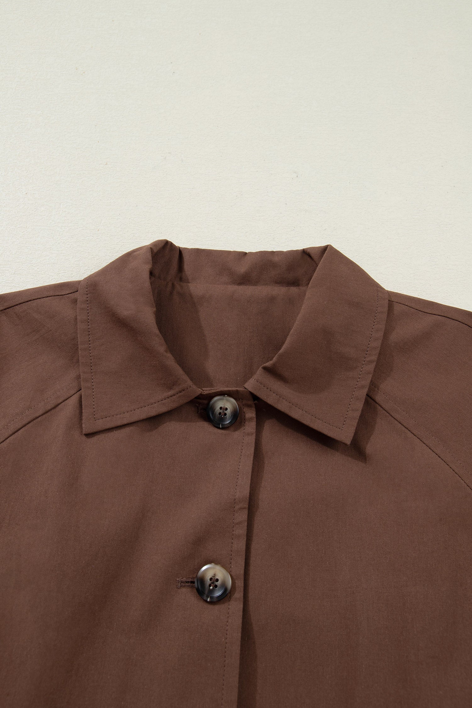 Dark Brown Collared Buttoned Leopard Liner Patchwork Chic Jacket