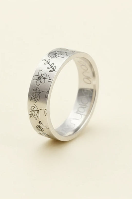 Vintage Dandelion Wildflowers Silver Ring