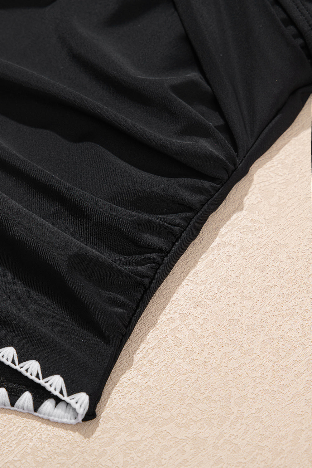 Beau Blue Ric Rac Trim Contrasted Patchwork Cutout One Piece Swimsuit