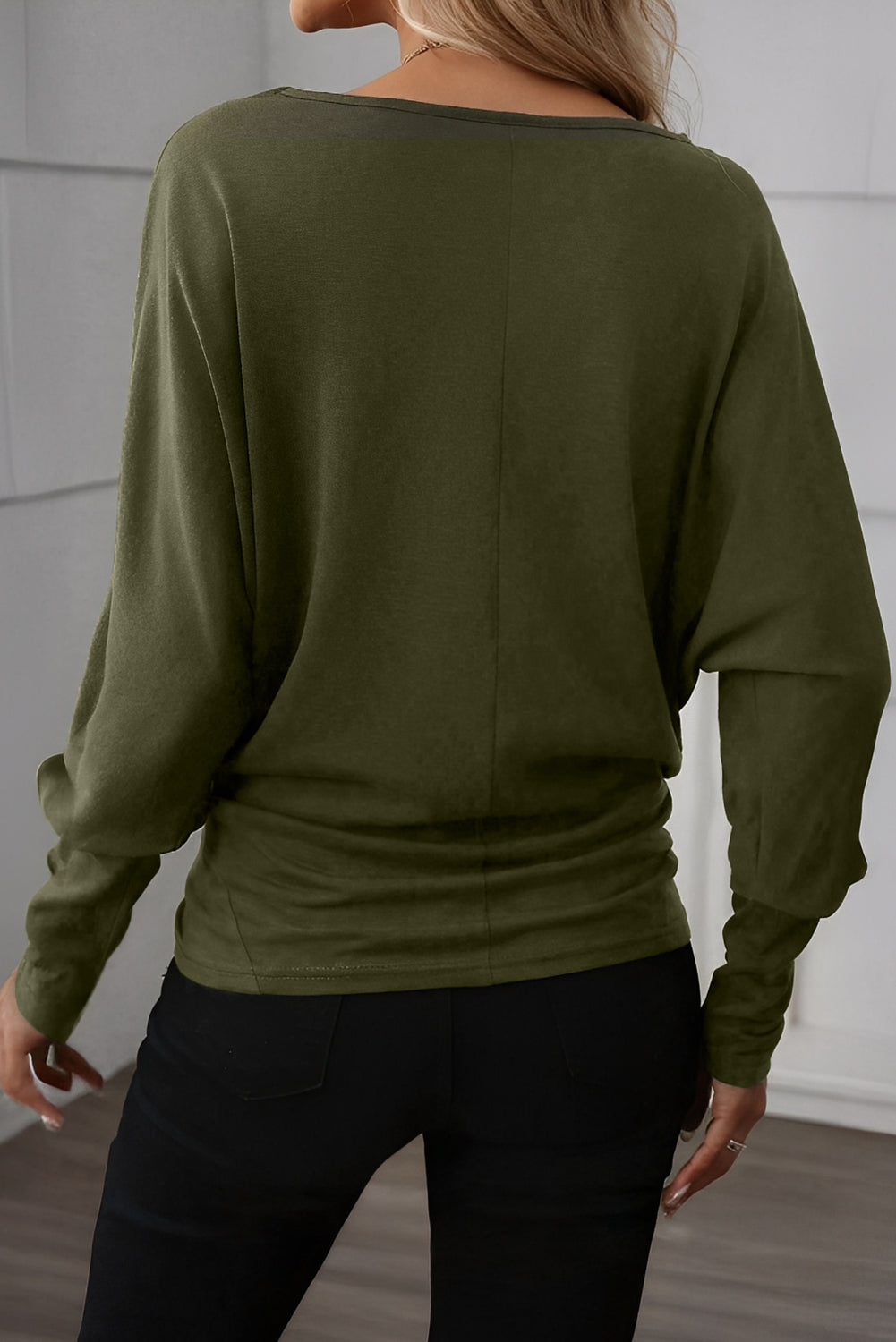 Red Dahlia Solid Color Extended Cuffs Long Sleeve Top