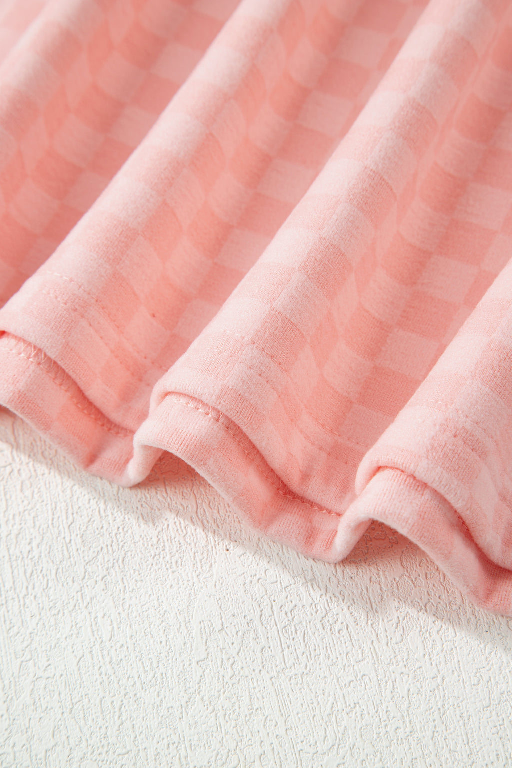 Brown Checkerboard Long Sleeve Pullover and Shorts Set