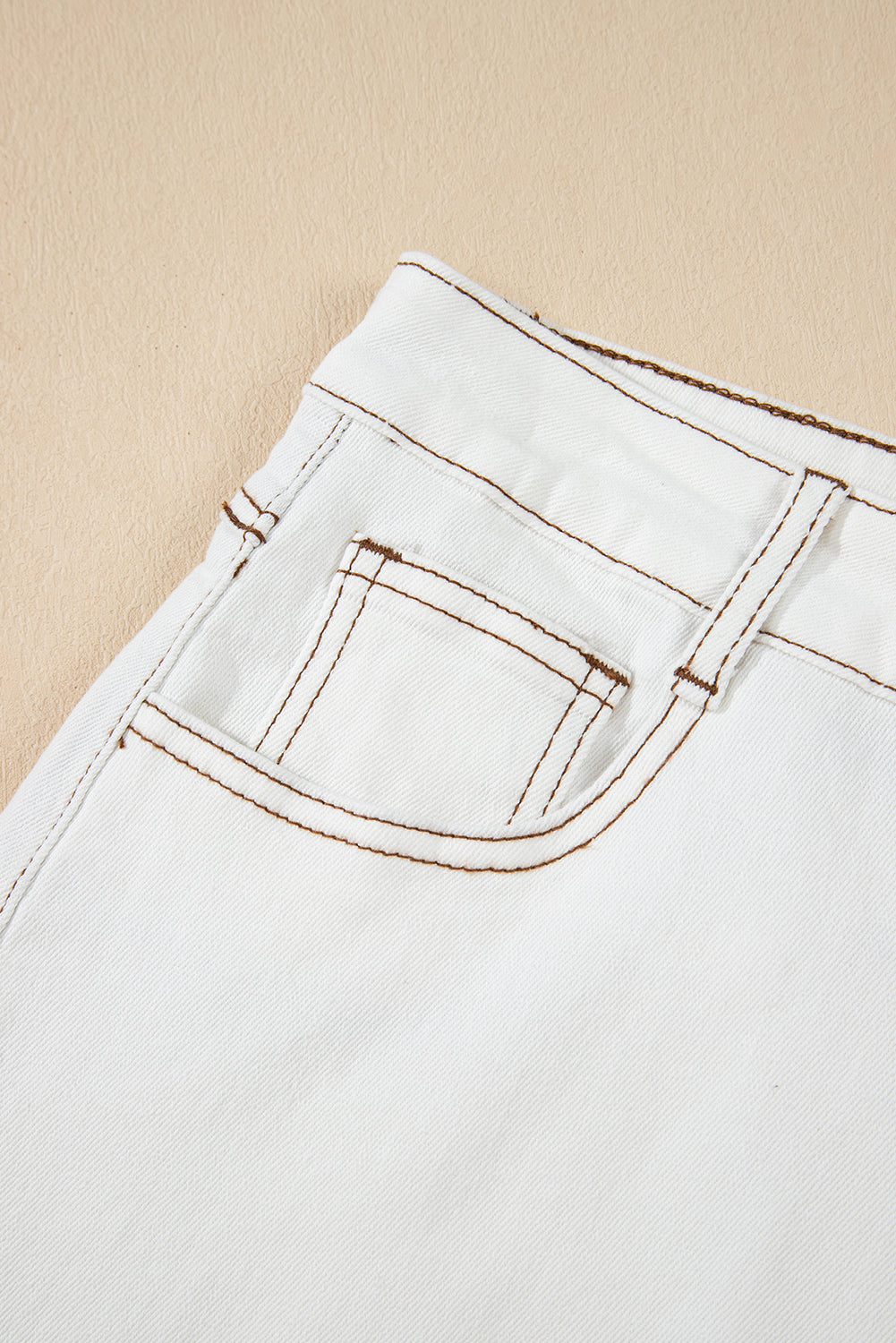White Raw Hem High Waist Denim Shorts
