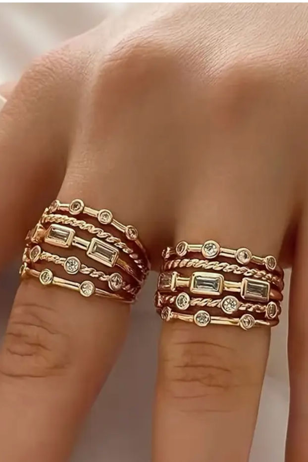 Multi layered Geometric Boho Stackable Adjustable Ring