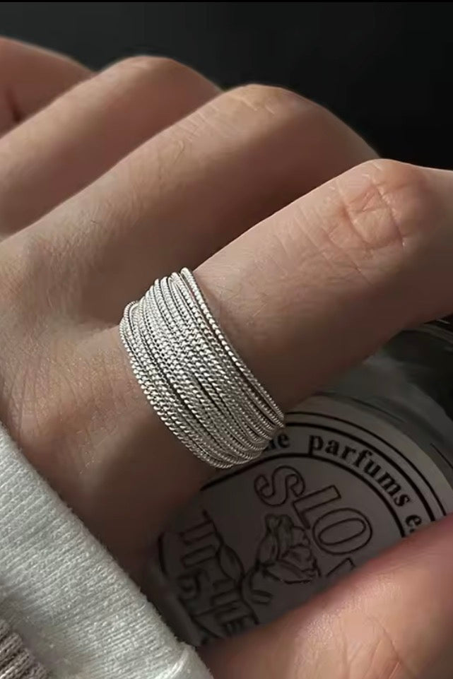 Open Matte Silver Multi-Strand & Freedom Fashion 2 Ring Set