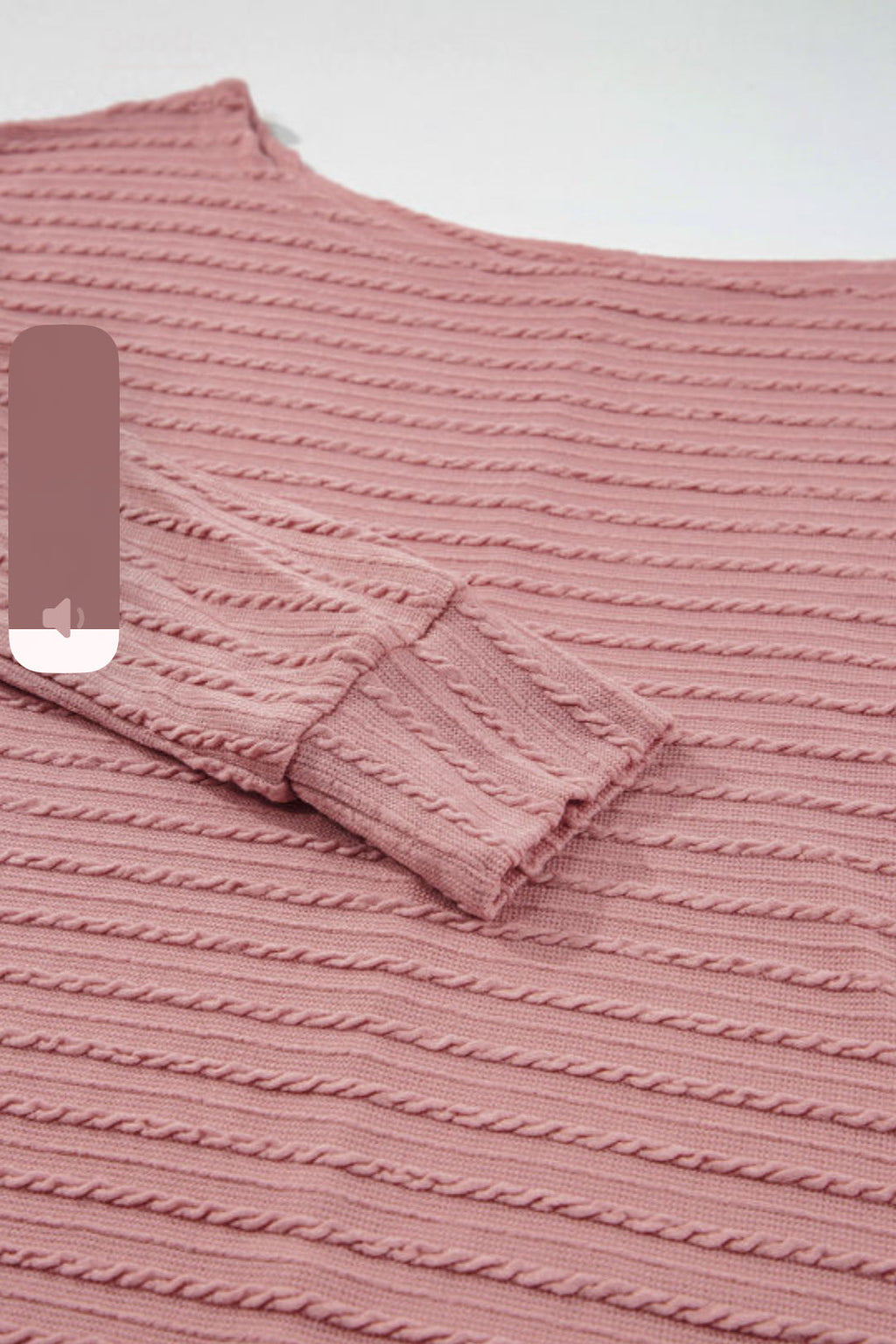 Dusty Pink Textured Knit Long Sleeve Knit Top