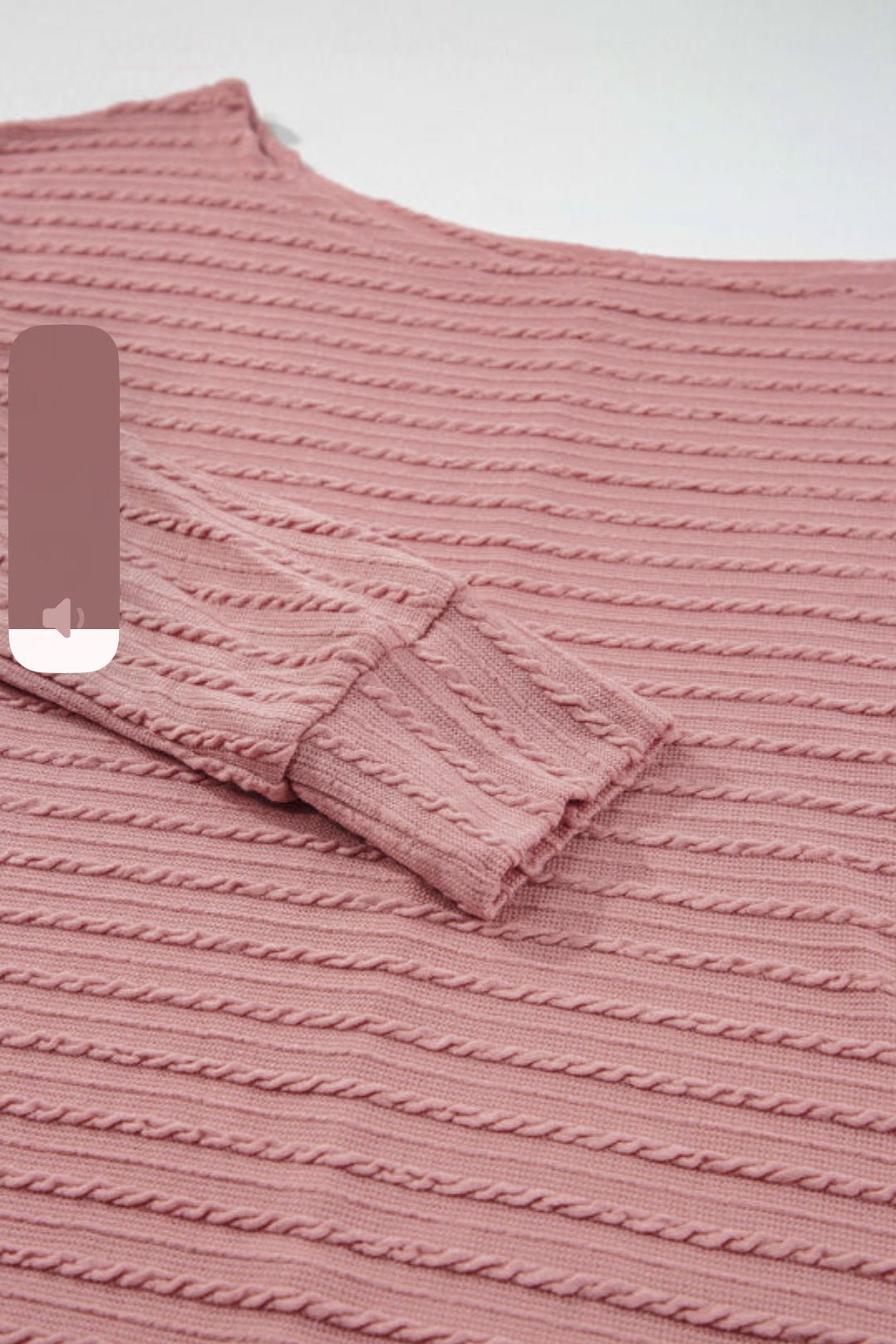 Dusty Pink Textured Knit Long Sleeve Knit Top