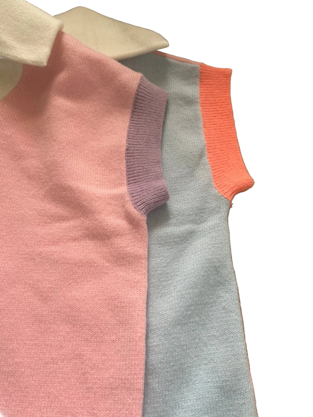 First Love by Lovlyn Pink Multicolor Short Sleeve Pink Quarter Zip Collared Spring Preppy Sweater