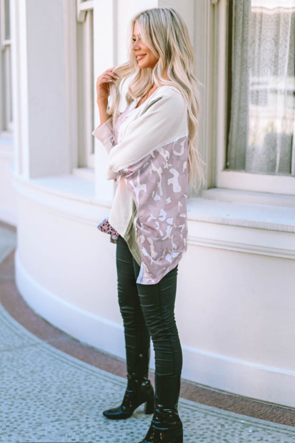 Multicolor Exposed Seam Patchwork Oversized Top