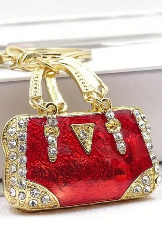 Crystal and Gold Bag Charm or Key Chain 2 Colors