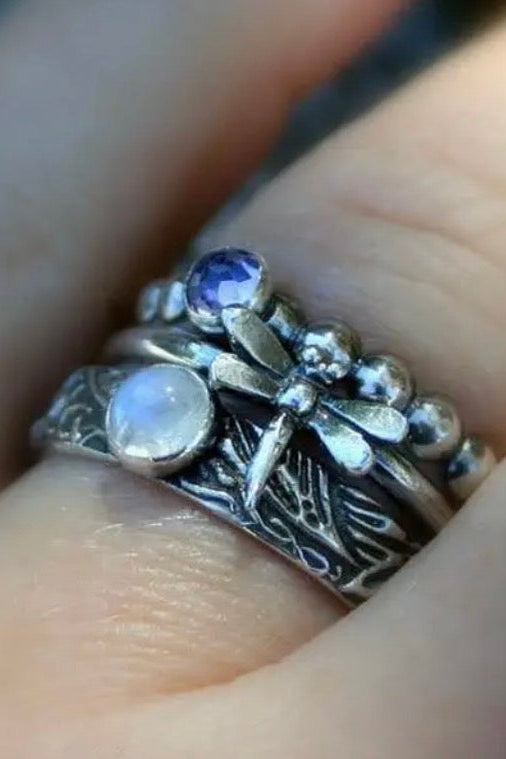 Vintage Dragonfly Ring Set