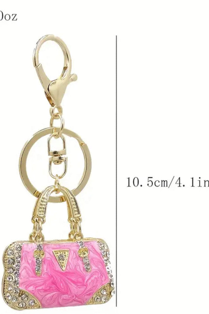 Crystal and Gold Bag Charm or Key Chain 2 Colors