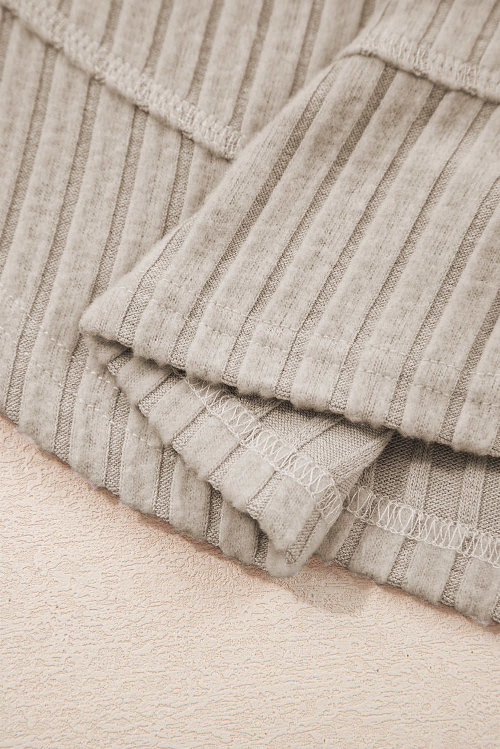 White Ribbed Texture Round Neck Long Sleeve Rounded Hem Knit Top