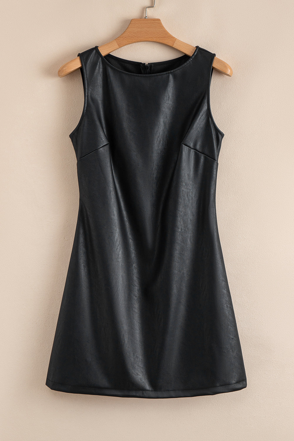 Black Vegan Leather Sleeveless Mini Dress