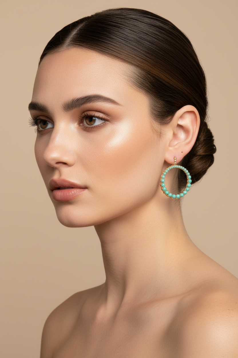 Mestiere Gem Hoop Dangling Earrings 4 Colors