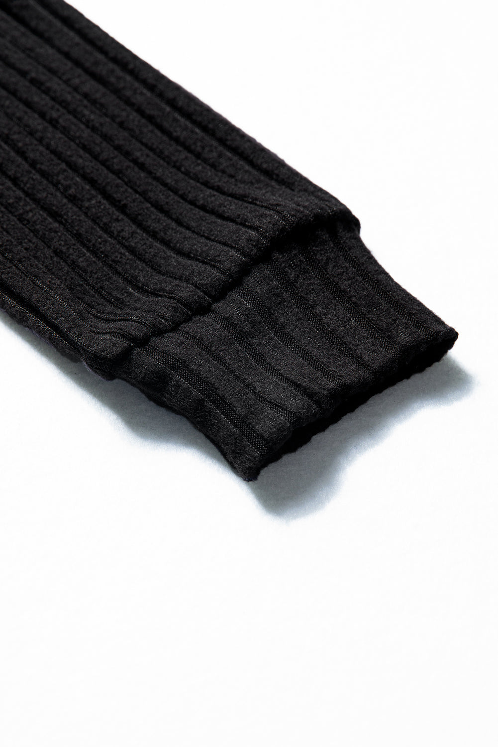 White Ribbed Texture Round Neck Long Sleeve Rounded Hem Knit Top