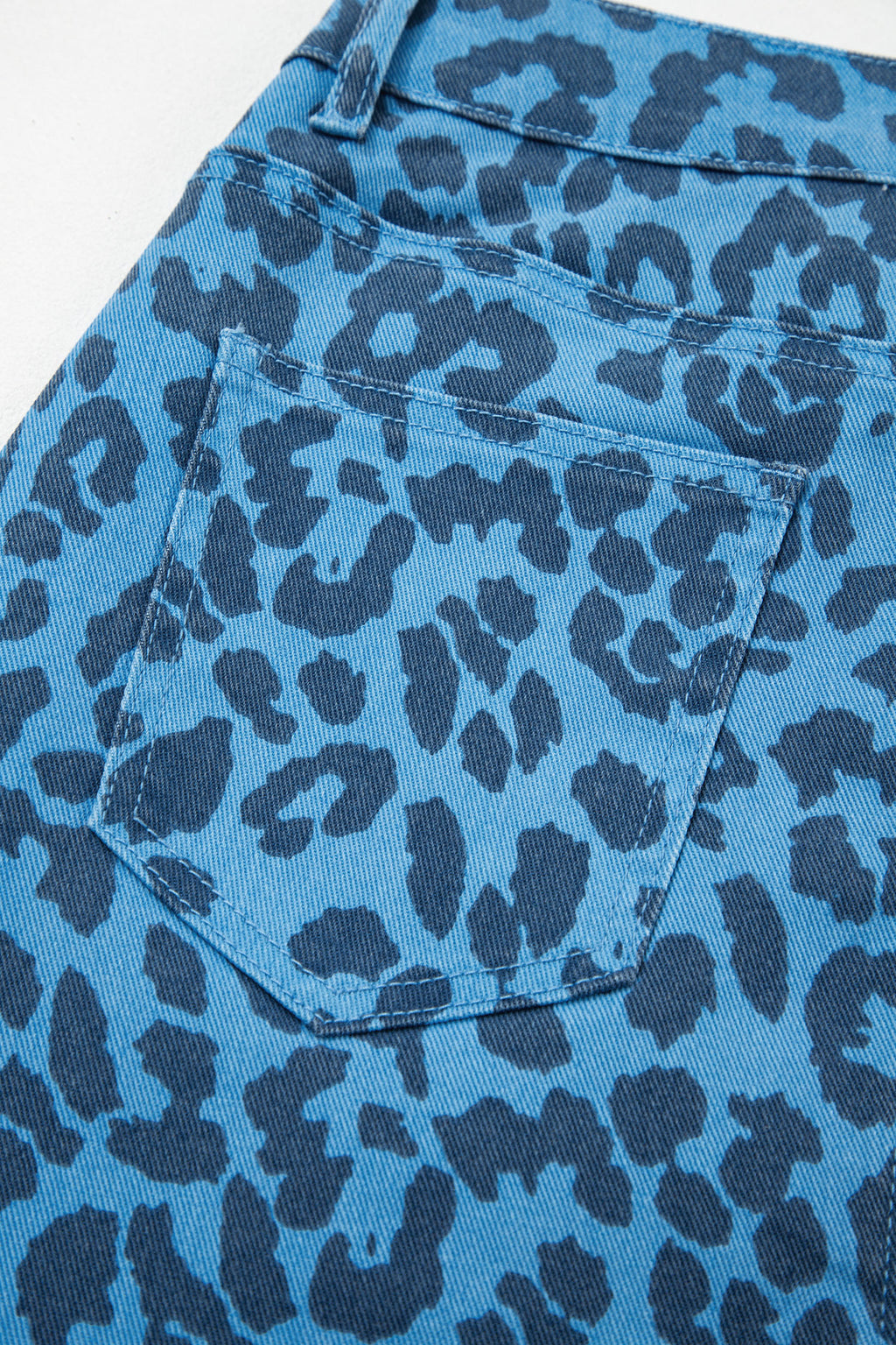 Brown Leopard Denim Frayed Split Denim Midi Skirt