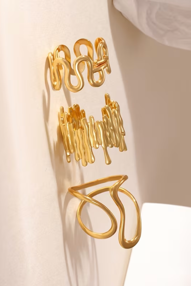 Trio Stack Abstract  O Fashion Rings