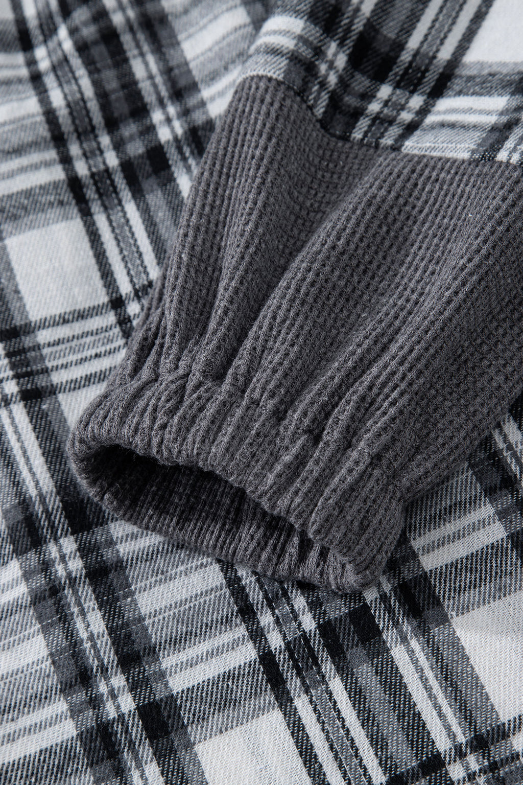 Brown Plaid Patchwork Long Sleeve Button Hooded Blouse