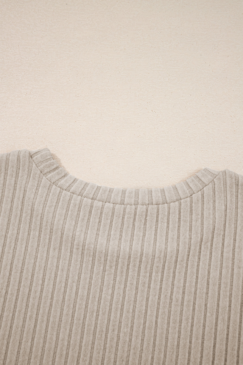 White Ribbed Texture Round Neck Long Sleeve Rounded Hem Knit Top