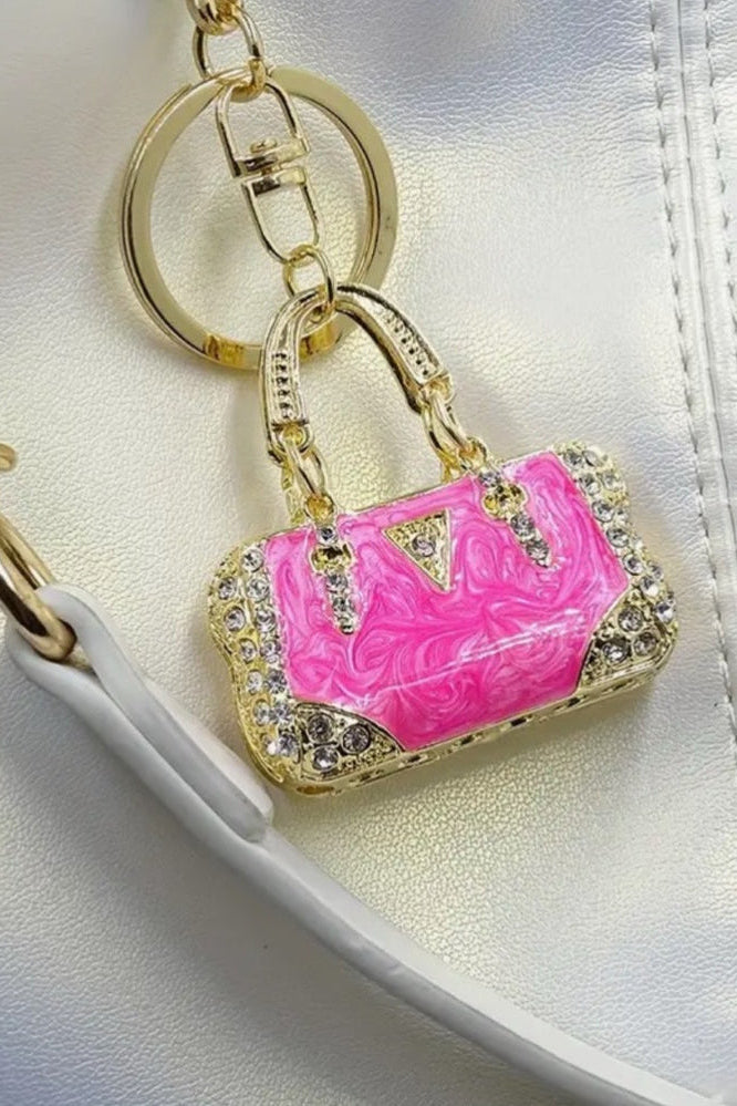 Crystal and Gold Bag Charm or Key Chain 2 Colors