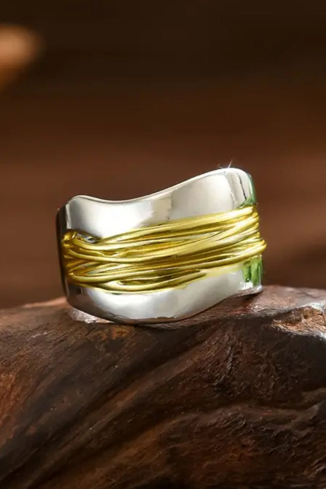 Vintage Gold and Silver Double Layer Entwined Ring