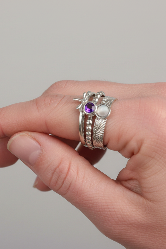 Vintage Dragonfly Ring Set