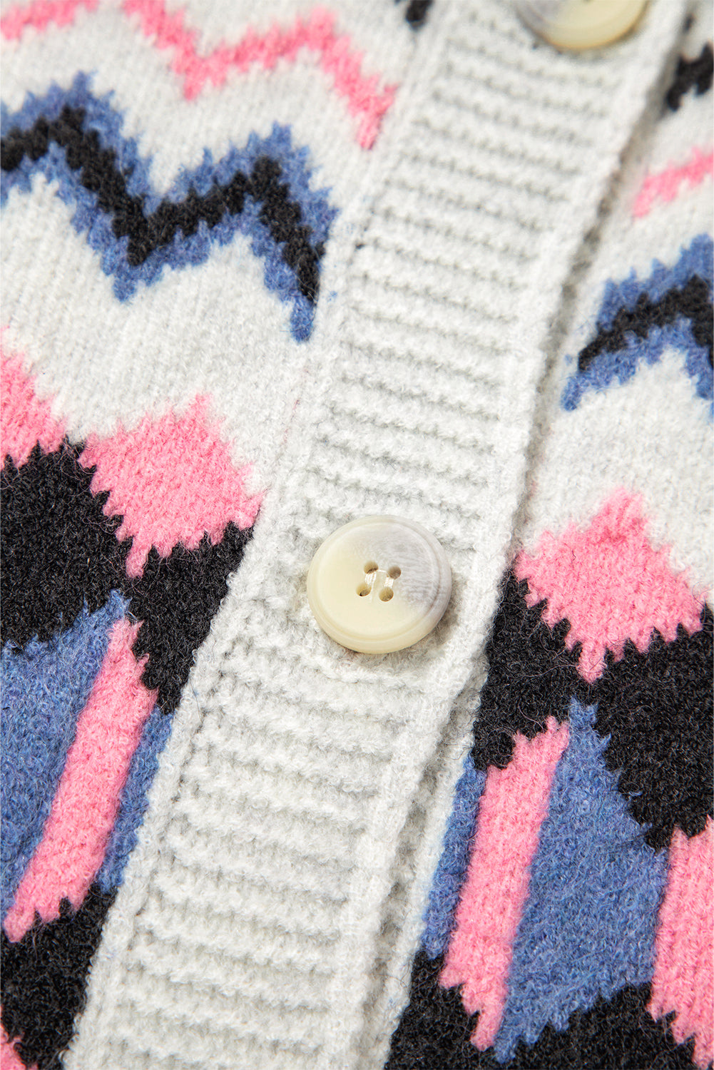 Pink Stripe Geometric Button Up Sweater Cardigan