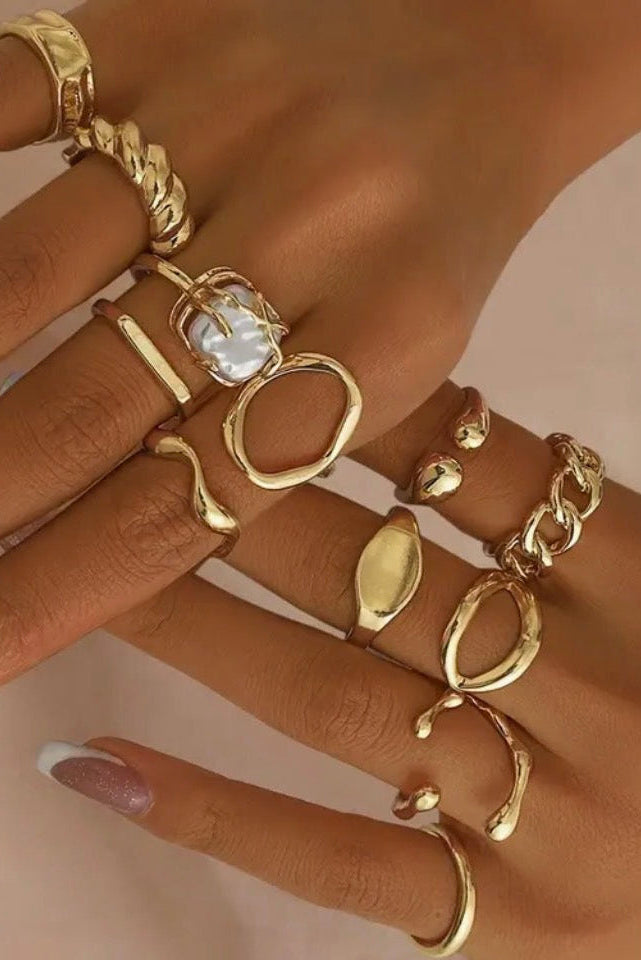 Stacking Ring Chic Set of 12 Rings Gold or Silver