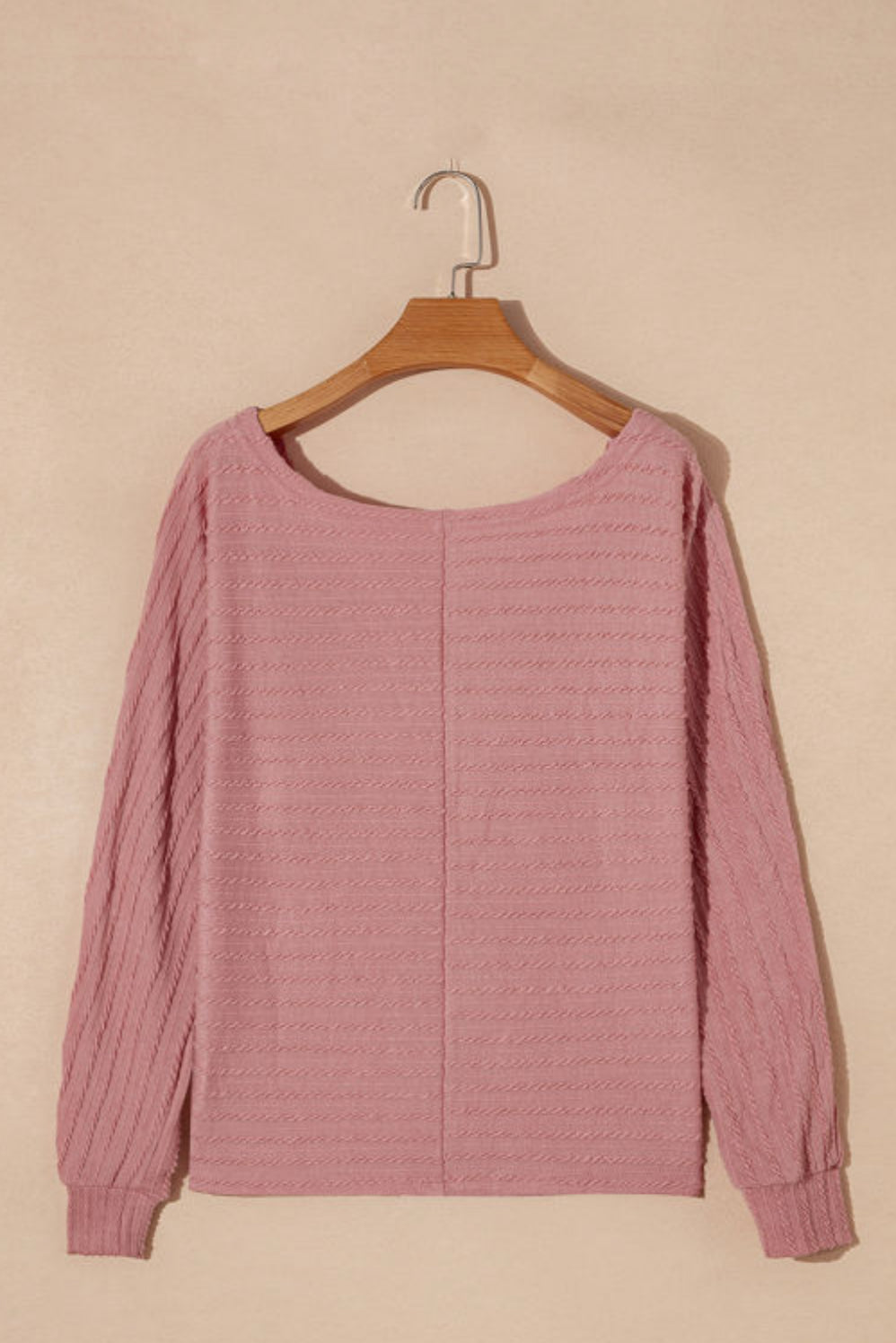 Dusty Pink Textured Knit Long Sleeve Knit Top