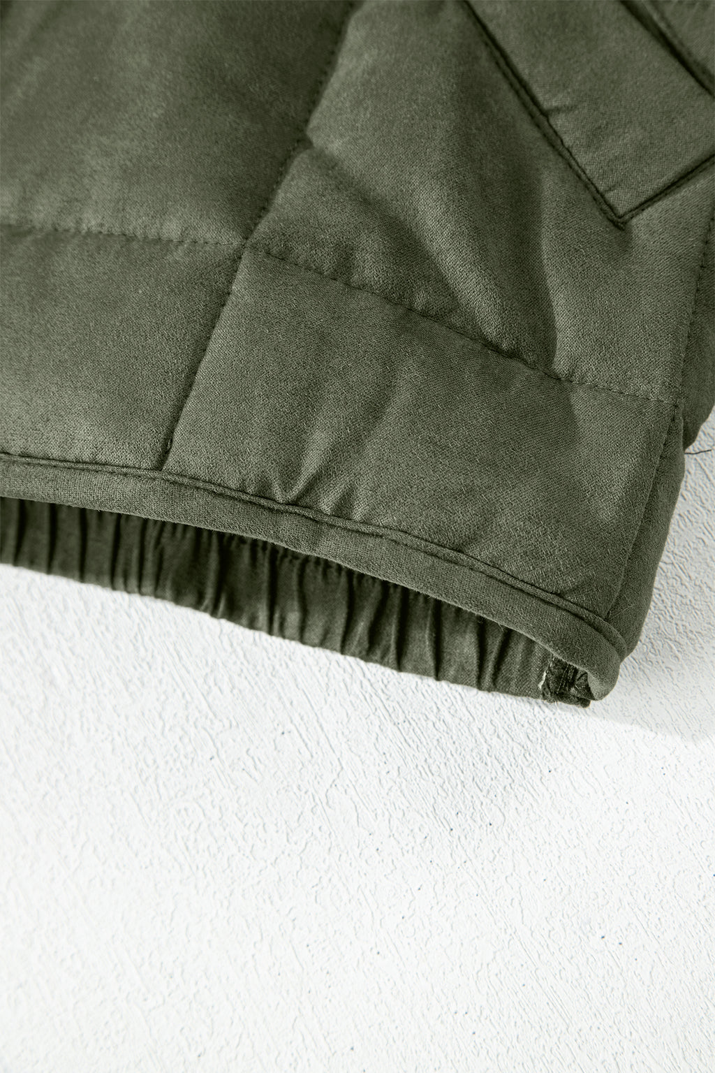 Green or Black Zip-Up Pocket Quilted Jacket