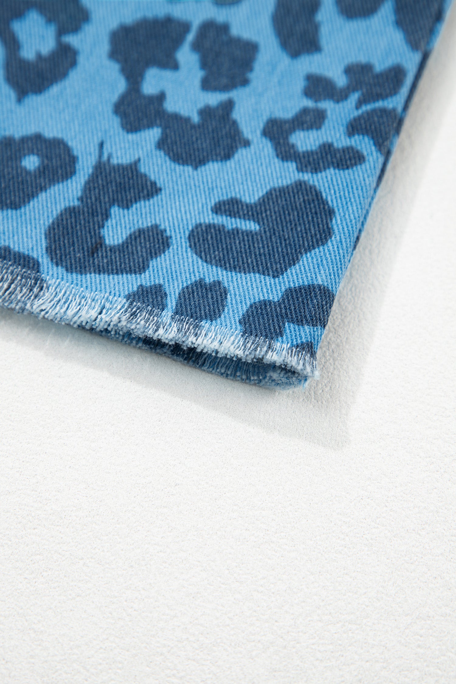 Brown Leopard Denim Frayed Split Denim Midi Skirt