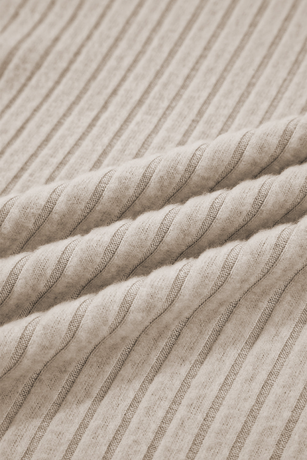 White Ribbed Texture Round Neck Long Sleeve Rounded Hem Knit Top