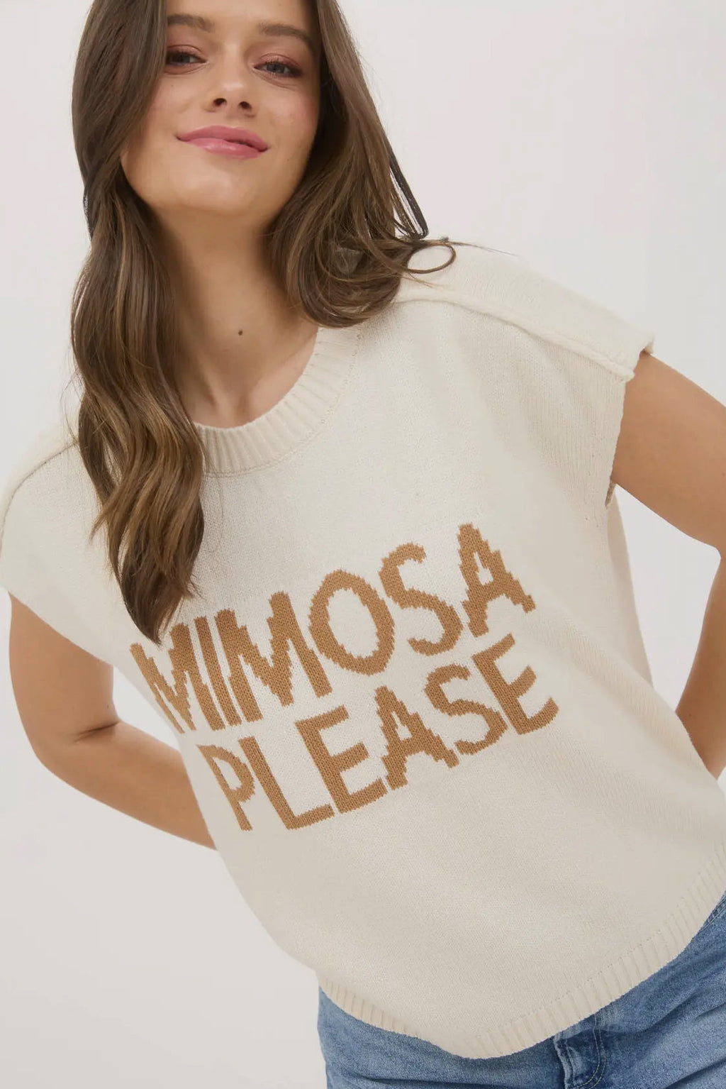 Blu Pepper Graphic Mimosa Knit Short Sleeve Sweater Top