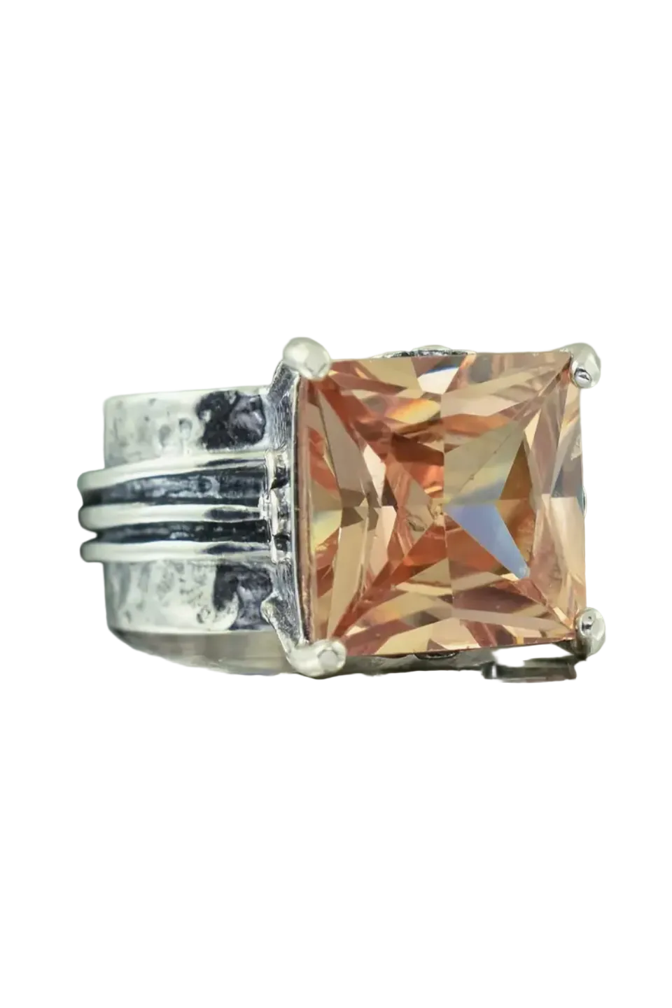 Square Boho Cubic Zirconia Peachy Ring
