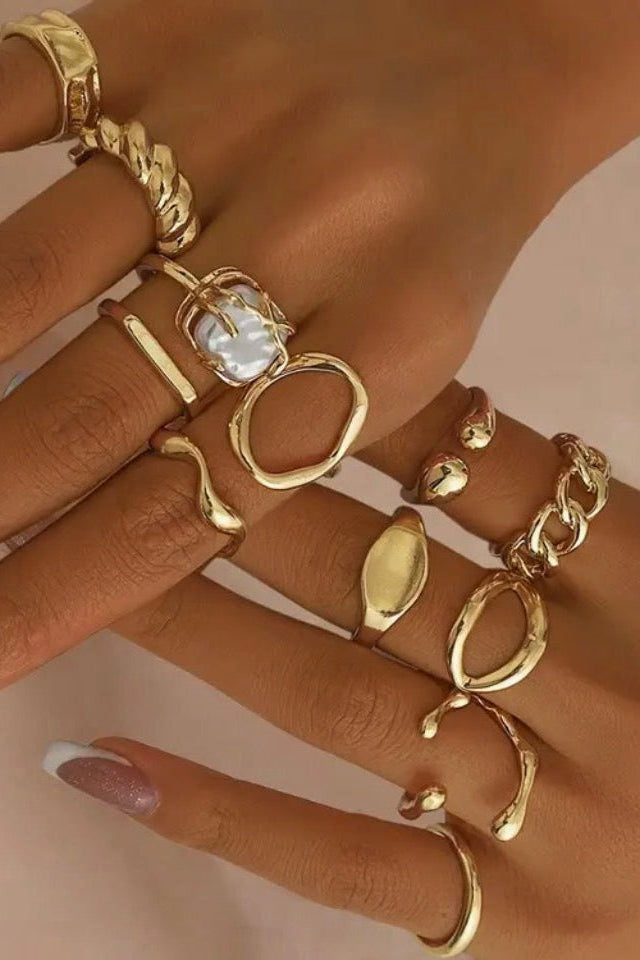 Stacking Ring Chic Set of 12 Rings Gold or Silver