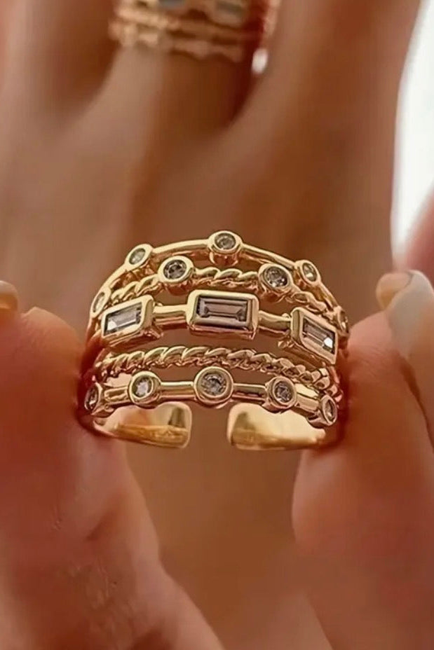 Multi layered Geometric Boho Stackable Adjustable Ring