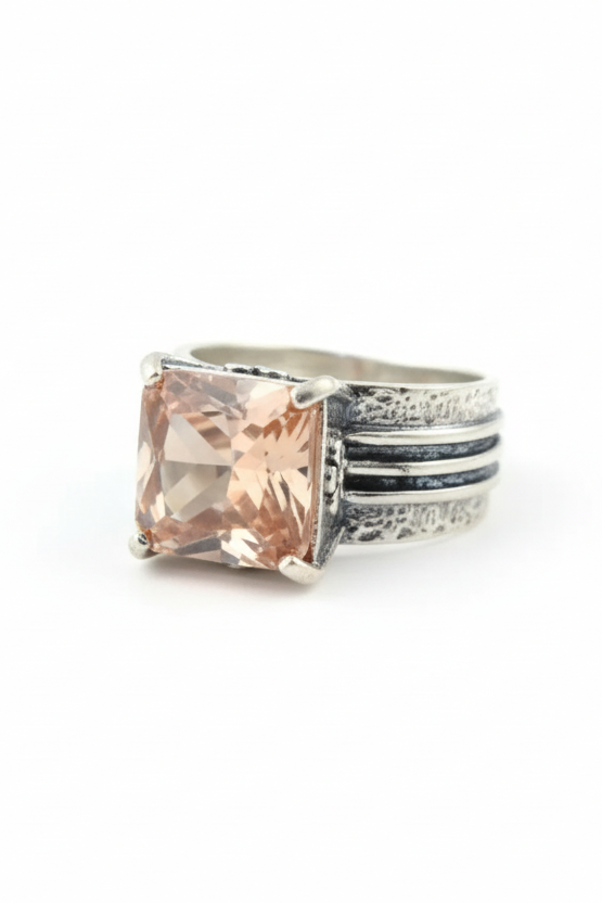 Square Boho Cubic Zirconia Peachy Ring