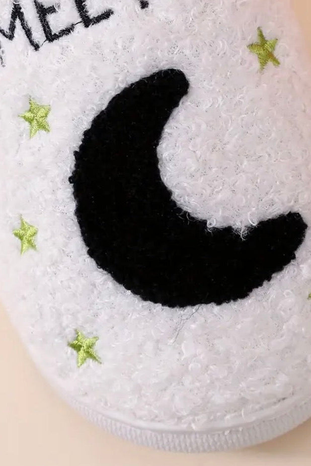 Meet Me at Midnight Clock & Moon Plush Women's Slippers