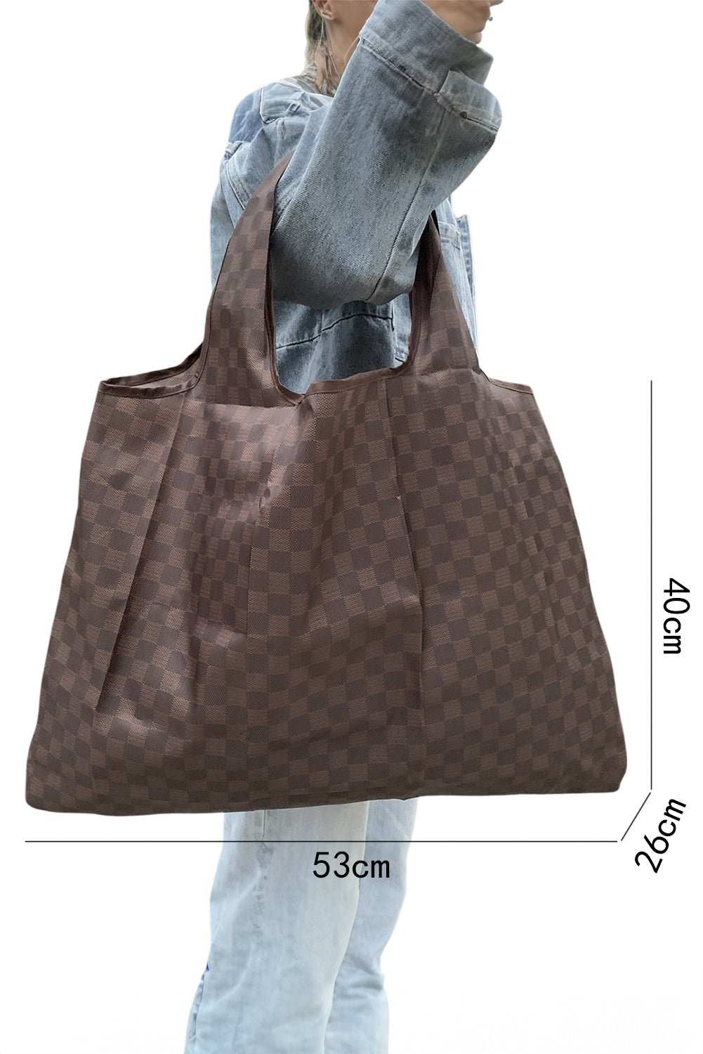 Large Checkered Portable & Foldable Tote Bag