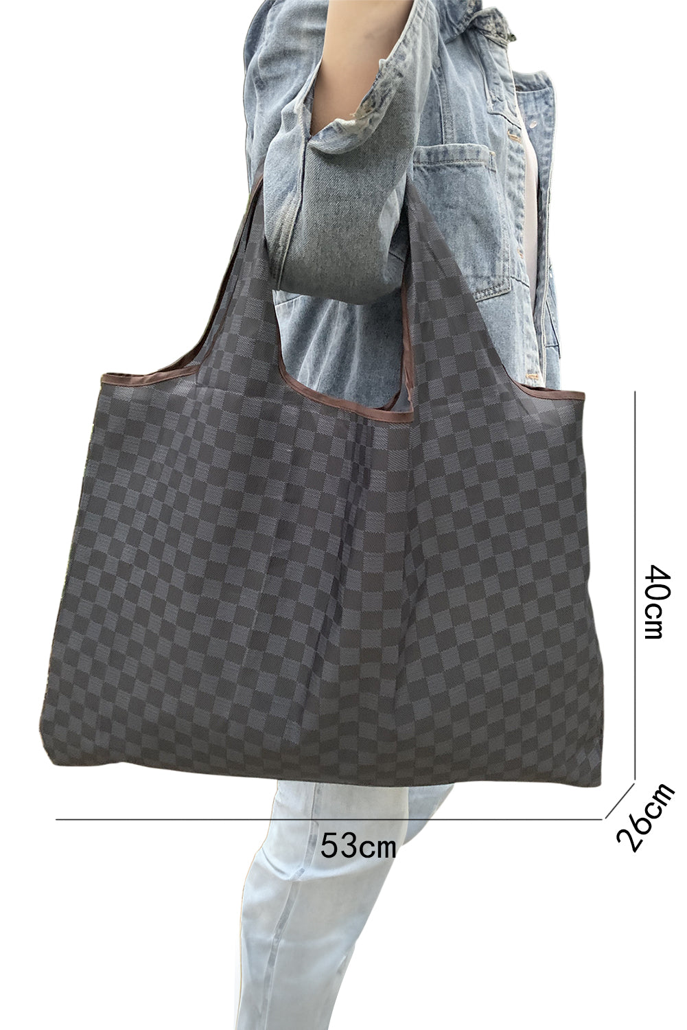 Large Checkered Portable & Foldable Tote Bag