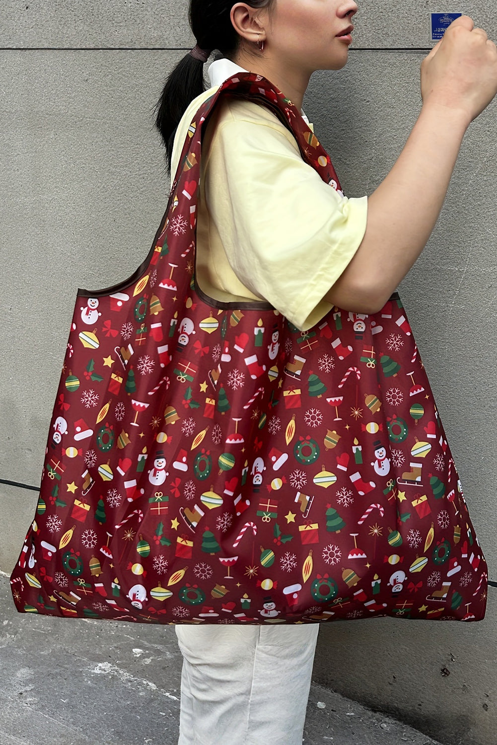 Large Fiery Red Christmas Portable & Foldable Tote Bag