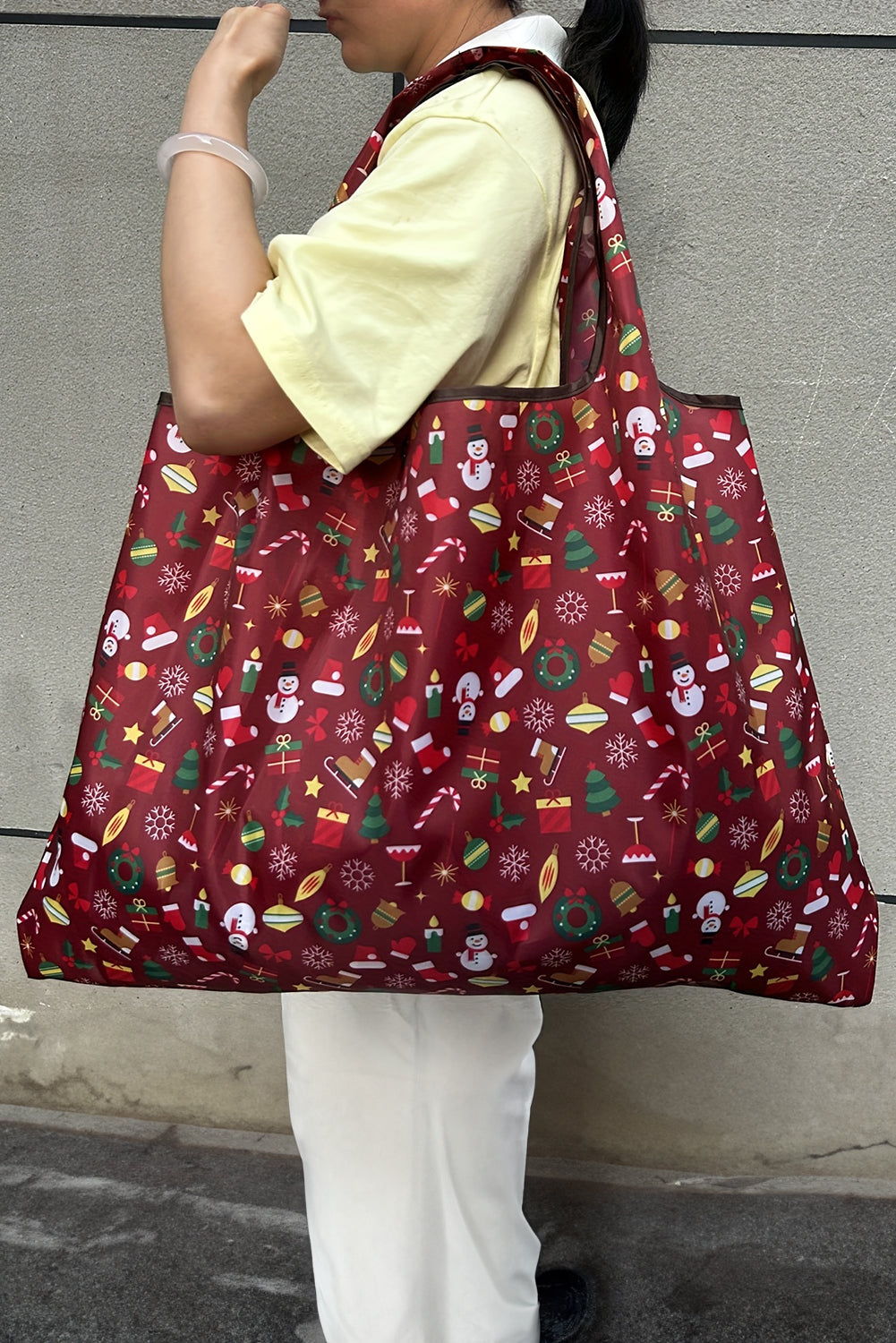 Large Fiery Red Christmas Portable & Foldable Tote Bag
