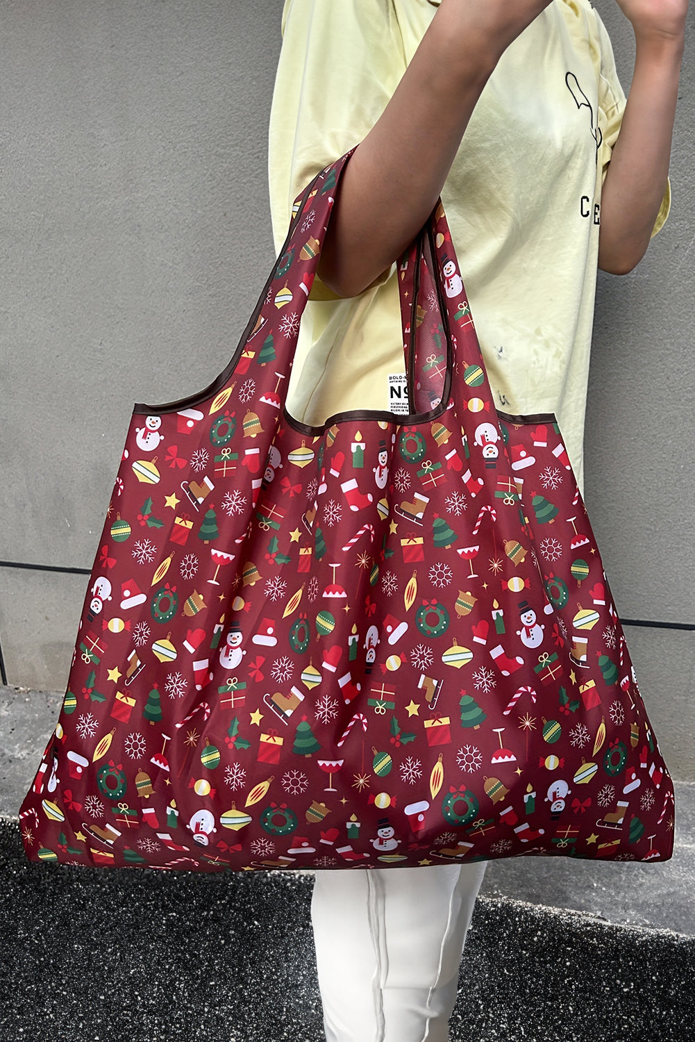 Large Fiery Red Christmas Portable & Foldable Tote Bag