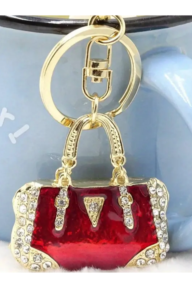 Crystal and Gold Bag Charm or Key Chain 2 Colors