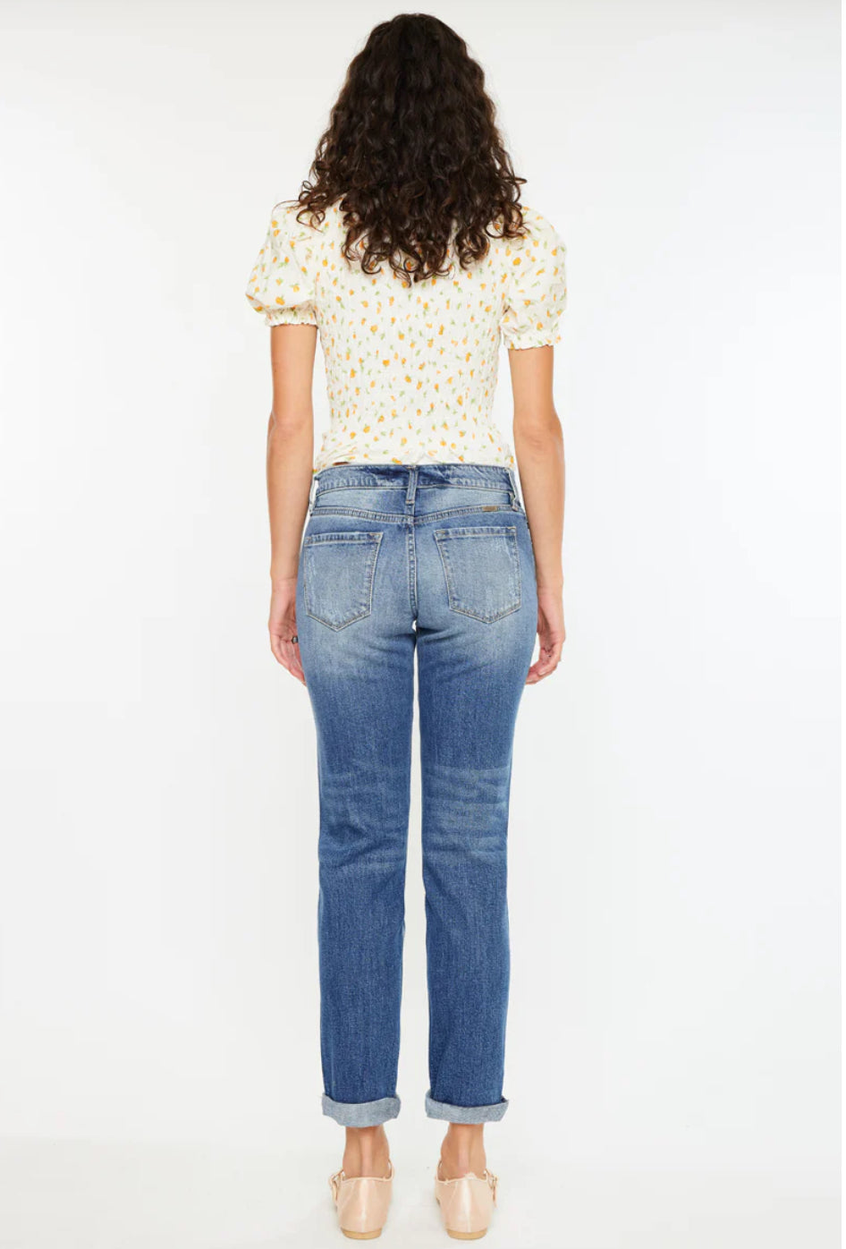 Kan Can Aries Mid Rise Slim Boyfriend Fit Medium Wash Ultra-Comfortable Jeans