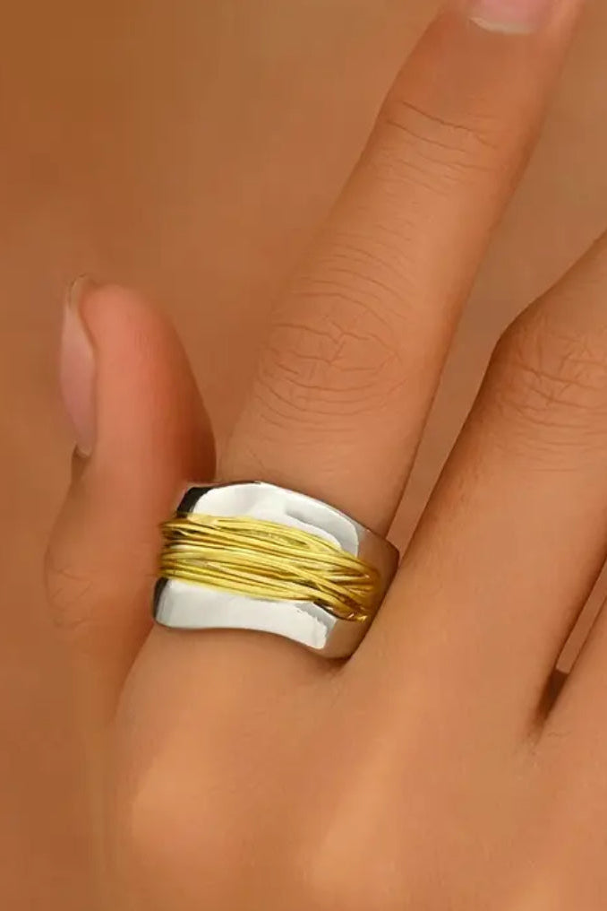Vintage Gold and Silver Double Layer Entwined Ring