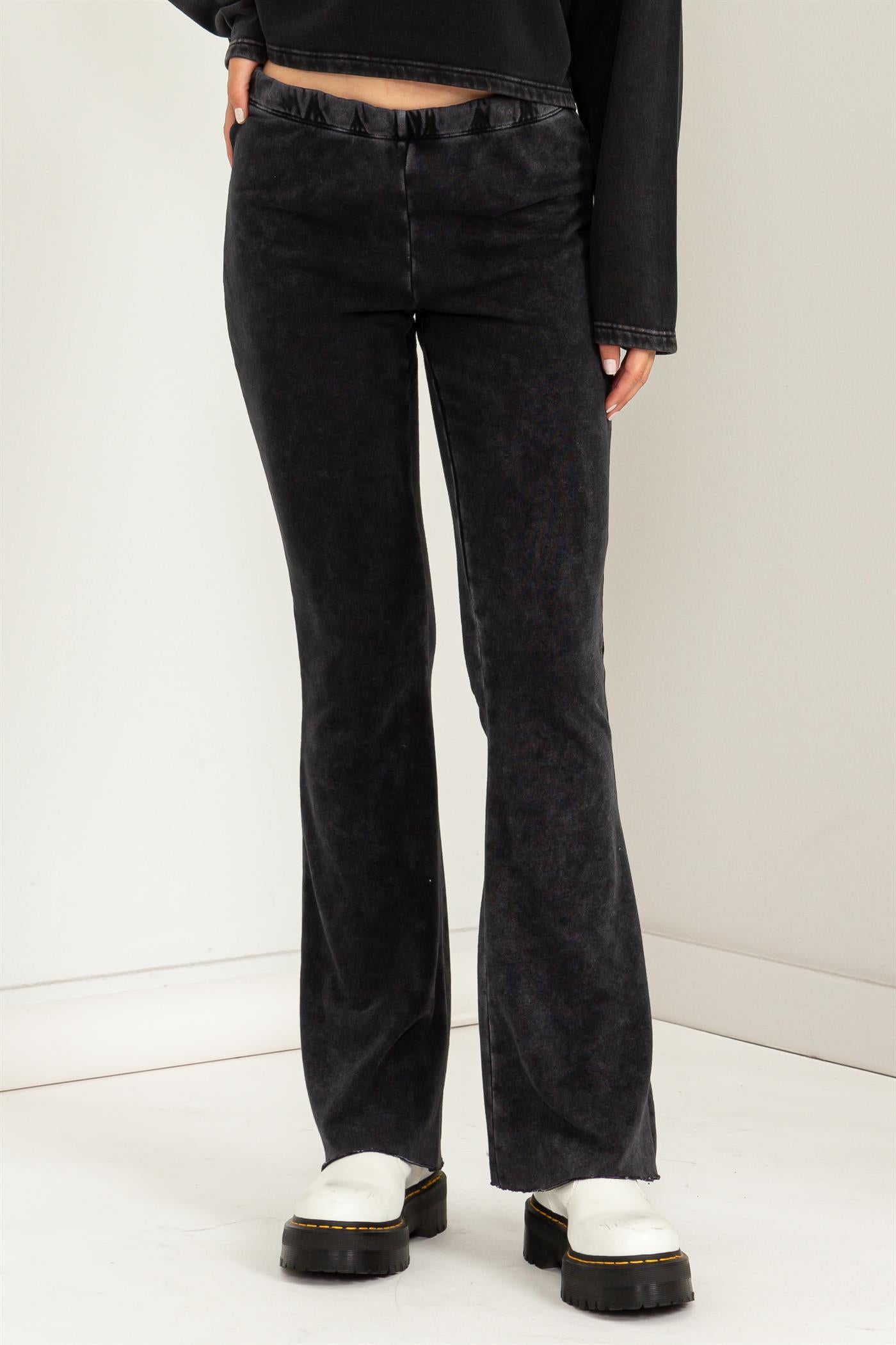 Hyfve Wild Soul Black Mid-Rise Flare Pants